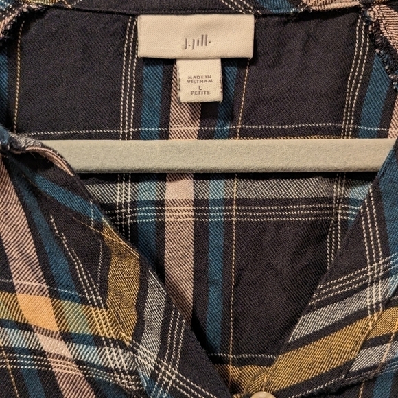 J. Jill Petite Plaid Cotton Modal Blend Button-Up Shirt Casual Comfort Relaxed - Picture 8 of 9